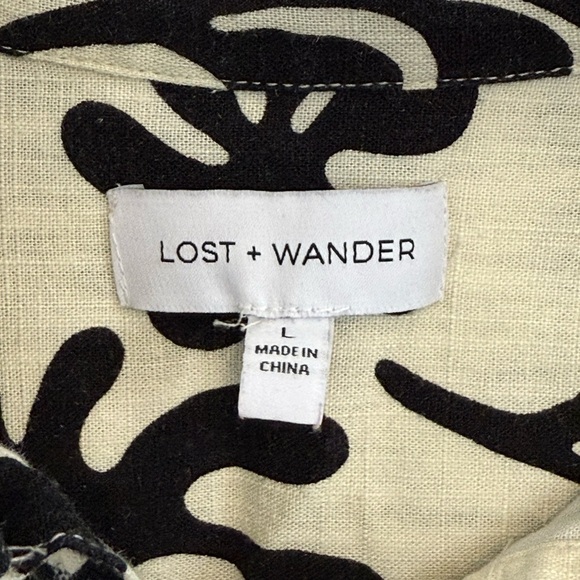 Lost + Wander Linen blend Minerva’s Spell Boxy Fit Short Sleeve Top Large - Picture 6 of 8